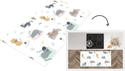 Keukenloper - Loper keuken - Katten - Huisdieren - Patronen - 120x60 cm - Keukenloper vinyl