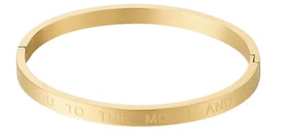 BY-ST6 Armband Bangle Armband met tekst "Love you to the moon and back" Goudkleurig