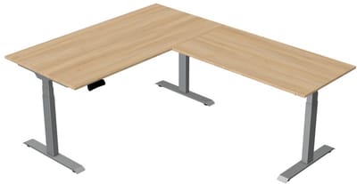 Elektrisch Zit-Sta Hoekbureau Move New Base 160x200 cm – Licht eiken