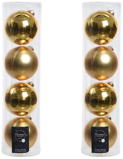 Decoris kerstballen - 8x st - goud - D10 cm - glas - kerstversiering