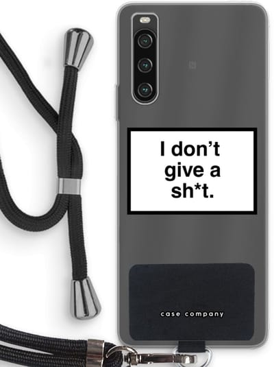 Case Company® - Hoesje met koord geschikt voor Sony Xperia 10 IV hoesje met Koord - Don't give a shit - Telefoonhoesje met Zwart Koord - Bescherming aan alle Kanten en Over de Schermrand