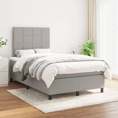 vidaXL - Boxspring - met - matras - stof - lichtgrijs - 120x200 - cm