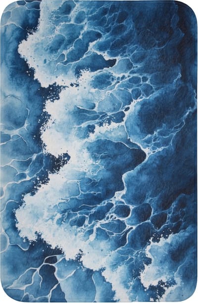 WC mat 40x60 cm - Antislip - Golven - Blauw - Schuim - Toiletmat - Vloermat - Douchemat - Toilet tapijt - Toiletmatten