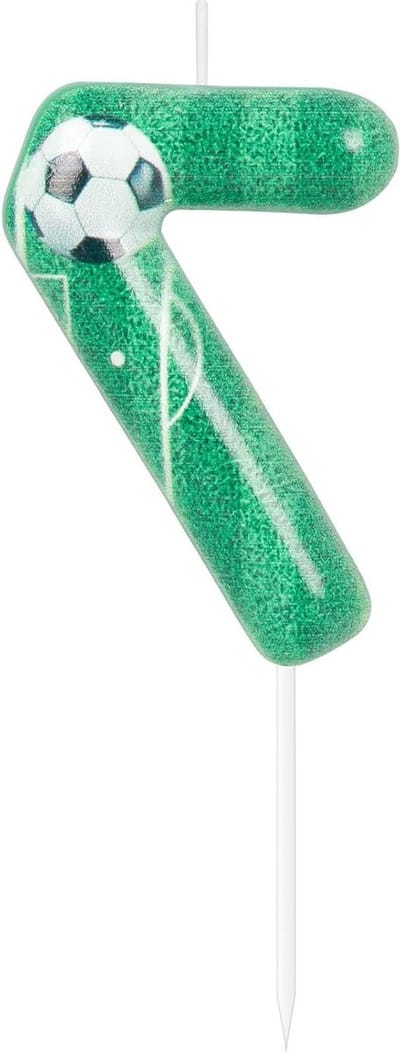 Solidchoice - Groene Voetbal Kaars Nummer 7 voor Verjaardagstaart