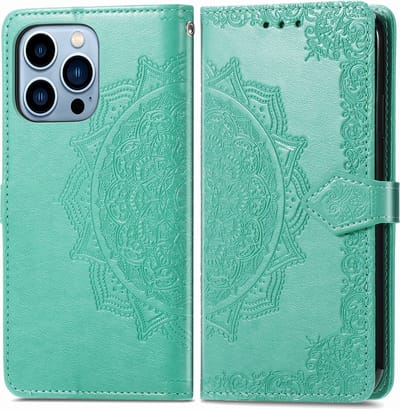 Bookcase geschikt voor Apple iPhone 13 Pro - Groen - Bloemen - Portemonnee Hoesje