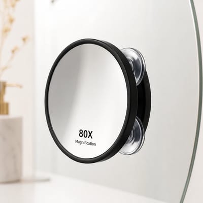 PolkaHome 80x Vergrotende Make-up Spiegel - Rond, HD, Draagbaar met Dubbele Zuignappen - Compacte Wandspiegel voor Badkamer en Kaptafel