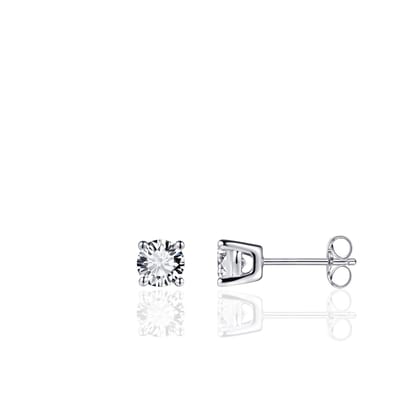 Jewels Inc. - Oorbellen - Oorsteker Solitaire gezet met Zirkonia - 6mmØ - Gerhodineerd Zilver 925