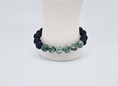 Handgemaakte "Armband Vulkanische" natuurstenen armband “Lava Donker -Qinghai hade ” - 10 mm diameter van de korrel- Diameter armband 20 cm - Een mooi cadeau voor familie en vrienden