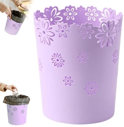 Prullenbak - Holle plastic prullenbak - 22×19×15,5 cm - Prullenbak voor kantoor en thuis - Prullenbak voor kinderkamer en keuken - Geschikt voor slaapkamers, badkamers, keukens en kantoren - Paars