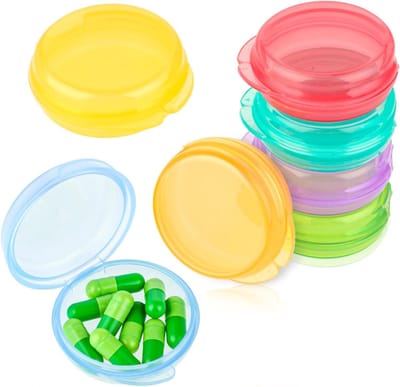 7-delige Kleine Pillen Organizer, Draagbare Pillendoos voor Reizen, Mini Medicijncontainer voor Handtas en Koffer, Ideaal voor Cod Liver Oil en Dagelijkse Medicatie
