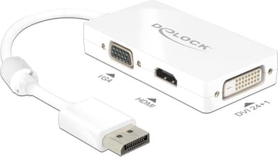 Premium DisplayPort 1.1a naar HDMI, DVI en VGA adapter / wit - 0,15 meter