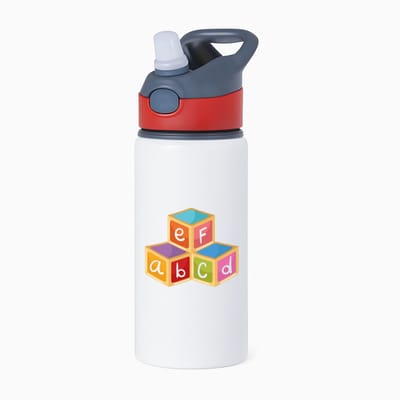 Hacebo® - Blokken waterfles met rietje rood - Kind - baby's - Letters - letter lezen - peuters - speelgoedblokken - water fles - 650ML