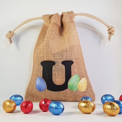 Paaszakje - letter U - pasen, paaseitjes, paaseizakje, cadeautje, feestdag, paashaas, paaseieren, verpakken