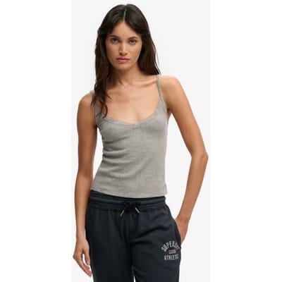 Superdry Athletic Essentials V-hals Pointelle Camitop Grey Grootte: 40