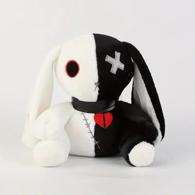 Eng Goth Konijn Pluche Zwart En Wit Contrasterend Gek Konijn Spookachtig Gotisch Konijn Schattigste Knuffeldier Halloween Verjaardagscadeau 25cm
