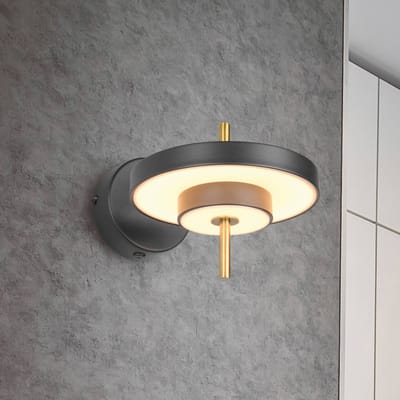 Trio Lighting LED wandlamp Keaton, zwart/goudkleurig Ø 20 cm Metaal, CCT