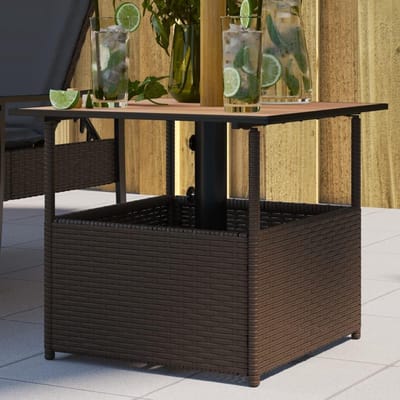 Tuintafel met parasolgat - Balkontafel Terrastafel - Buiten Ontspannen - UV-bestendig polyrotan - 55x55x465 cm - Bruin