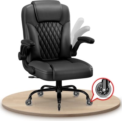 Elekiatech Ergonomische Bureaustoel-Bureaustoel-met 90°-120°Rugleuning Bureaustoelen voor Volwassenen-Inklapbare Armleuningen-Office Chair-Gaming Stoel-150kg - Zwart