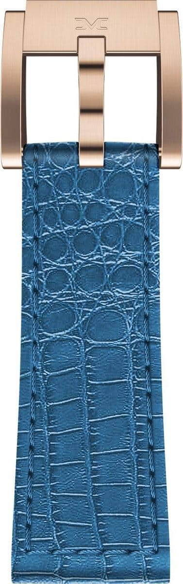 Marc Coblen / TW Steel Horlogeband Blauw Leer Alligator met Roségouden Gesp 22mm