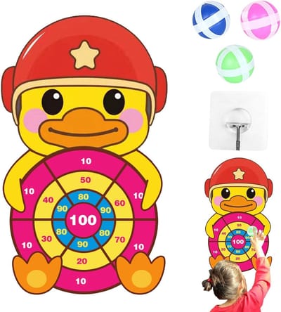 Kinder Dartbord - Eend Spel - Binnen Buiten Spelen - Veilige Zachte Ballen - 41 x 24.8 cm