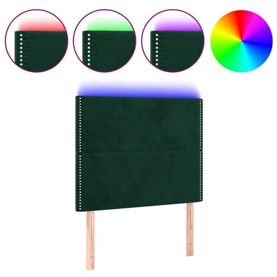 vidaXL Hoofdbord LED 90x5x118/128 cm fluweel donkergroen
