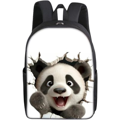 Panda Print Enkellaags Rugzak Eenvoudige Stijl voor Jongens/Meisjes Kinderen Beste Cadeaus 2D Platte Cartoon Schooltassen