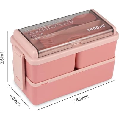 Bento Box Kit, 1,36 oz (1,37 oz) Bento Box Lunchbox voor volwassenen, 3 compartimenten, maaltijdcontainers voor volwassenen, roze CHINA brown