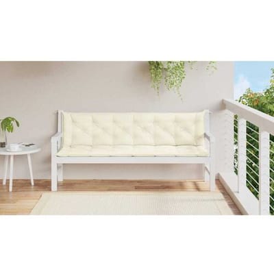 vidaXL - Tuinbankkussen - 200x(50+50)x7 - cm - oxford - stof - crèmewit