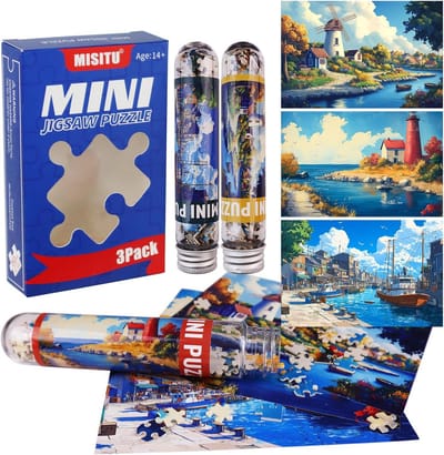 Set van 3 Mini Puzzels voor Volwassenen - 150 Stukjes Puzzel van een Vuurtoren en Haven
