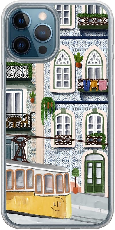 Hoesje geschikt voor iPhone 12 - Lissabon - 2in1 backcover - Print / Illustratie - Multi - Leuke Telefoonhoesjes