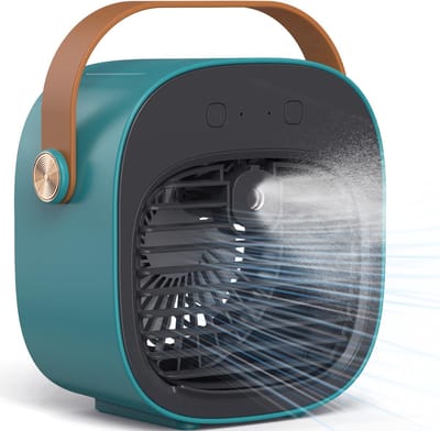 Draagbare Luchtkoeler met Verneveling - 4000mAh Oplaadbare Mini Aircooler met 3 Snelheden, 130ml Watertank en USB-C - Voor Bureau, Slaapkamer, Camping en Kantoor - Groen