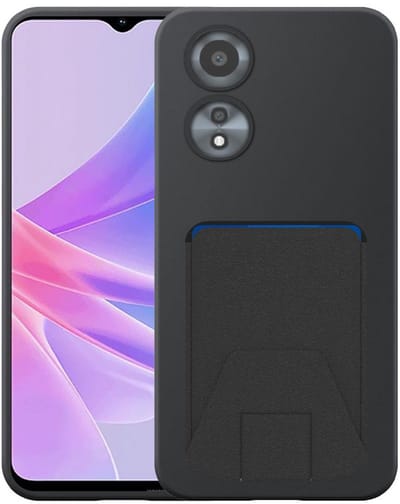 Geschikt voor Oppo A58 5G / A78 5G Telefoonhoesje met Verstelbare Leren Pasjeshouder - Flexible Back Cover Case Siliconen TPU with Adjustable Leather Cardslot - Zwart - Smartphonica geschikt voor Oppo A58 5G;Oppo A78 5G