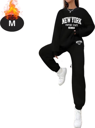 Nivard Joggingpak - Huispak - Volwassenen - Trainingspak - Comfortabel - Joggingsbroek - Tracksuit - Dames - Winter - Zwart - M