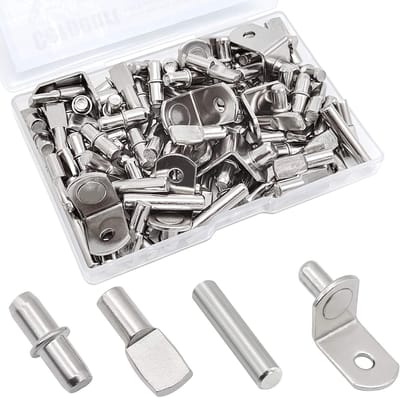 104 Stuks Plankpennetjes Set – 4 Stijlen Vernikkelde Planksteunpennetjes voor Boekenplanken, Keukenkasten & Garderoben (5mm & 1/4 inch)