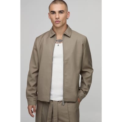 Op Maat Gemaakte Boxy Co-ord Harrington Jas | Taupe | Size XS