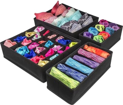 New Age Devi - Kledingverdeler - 4 stuks - 45 vakken - Ondergoed/Sokken/Shirts/BH - Organizer voor Kastlade en Kast