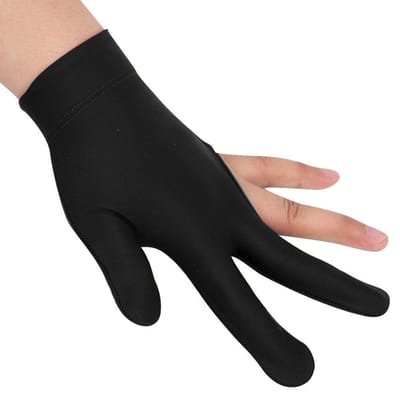 Gants de Billard Snooker Unisexe Pool Main Gauche Ouverts Trois Doigts(noir)