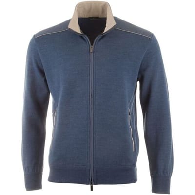Paul & Shark Vest Typhoon Platinum Soft Cool Touch Wool Full Zip Vintage Indigo / male