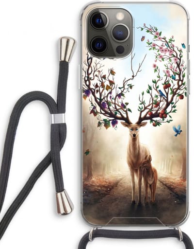 Case Company® - Hoesje met koord geschikt voor iPhone 12 Pro hoesje met Koord - Seasons Change - Telefoonhoesje met Zwart Koord - Bescherming aan alle Kanten en Over de Schermrand