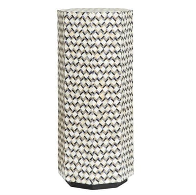 Tower Living Bijzettafel Brendola - Achthoek Wit/Zwart Bone inlay - 40x40x100cm