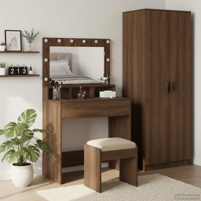 vidaXL - Kaptafel - Bruin - Eiken - 75,5 - x - 41 - x - 135 - cm - Bewerkt - hout