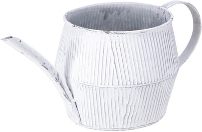 Decoratieve metalen kan, wit, vintage shabby chic, 28 cm