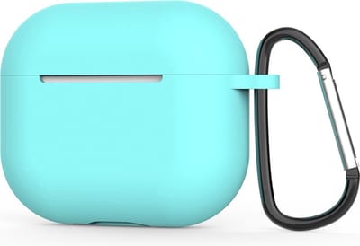 New Age Devi - Case Geschikt voor Apple AirPods 3 Hoesje in het Turquoise met Clip - Beschermhoes - Siliconen - Case - Soft case