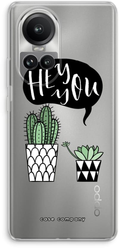 Case Company® - Hoesje geschikt voor Oppo Reno 10 Pro hoesje - Hey you cactus - Soft Cover Telefoonhoesje - Bescherming aan alle Kanten en Schermrand