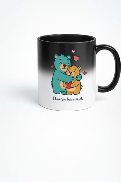 Magische Mok 'I Love You Beary Much' met Knuffelberen | Warmtegevoelige Koffiemok Cadeau Liefde