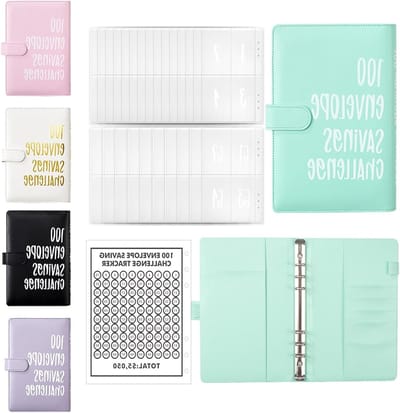 Faux Leather Geldbinder A5 voor Kantoor en Thuis, Spaarboek met 100 Enveloppen en Organiser