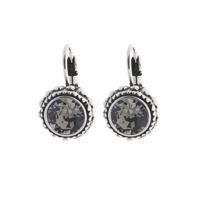 Biba Hang Oorbellen met Klaphaak en Swarovski Steentje Bl. Diamond