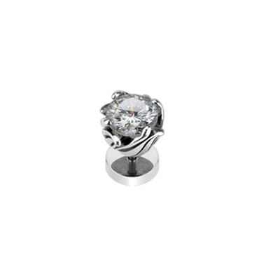 FAKE plug Tribal Floral Vine CZ wit - LMPiercings