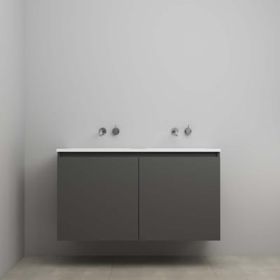 On-Line Onderkast - 120 cm - Bouwpakket - Greeploos 2 Deuren - Acryl Wastafel - zonder Kraangat - Mat Antraciet
