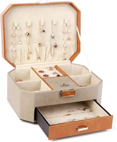 Sieraden Organizer - Juwelenkistje Opberger - Sieraden Opbergen - Ruime Binnenruimte - 30 x 24 x 18 cm - Oranje
